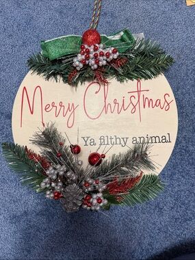 Merry Christmas Ya Filthy Animal Sign/Door Hanger & hand towel